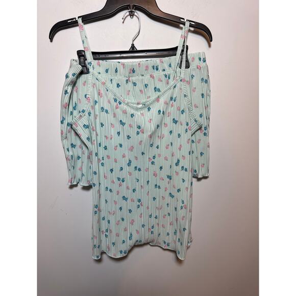 Brand New Roudelain Women's Size Medium Blue Petal 2 Piece Pajama Set Sleepwear - Picture 4 of 11